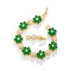 CMM Gorgeous Gold Color Green Cubic Zirconia Flower Charm Link Women Wedding Party Bracelets Jewelry Gift