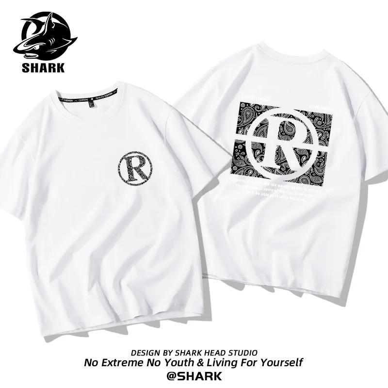 Summer Fashion Heavyweight Retro Men's English Letters 100% Cotton Printed Round Neck High-quality Casual Fitness Street T-shirt