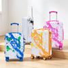 20-Inch PC Spinner Wheel Suitcase, Carry-On Suitcase, with Printed Pattern and Combination Lock (Black)