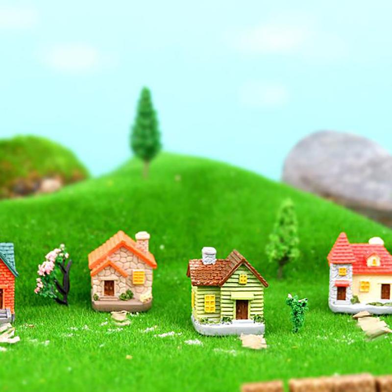Decor Resin Ornament Miniature Fairy Garden House Villa Miniature Landscape Bonsai Decor Outdoor DIY Dolls House Decoration