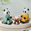 Small Zen Tabletop Figurine Panda Playing Go Chess Figurine, Resin Robe Leisurely Mood Office Ornament Ornament, Cute Statue for Tea Room Study Decor