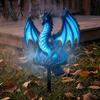 Outdoor Pathway Stake Lights Solar Dragon Garden Light, Resin Ice Statue Decorative Exterior Lamps Fantasy Mythical Animal Light for Lawn Yard