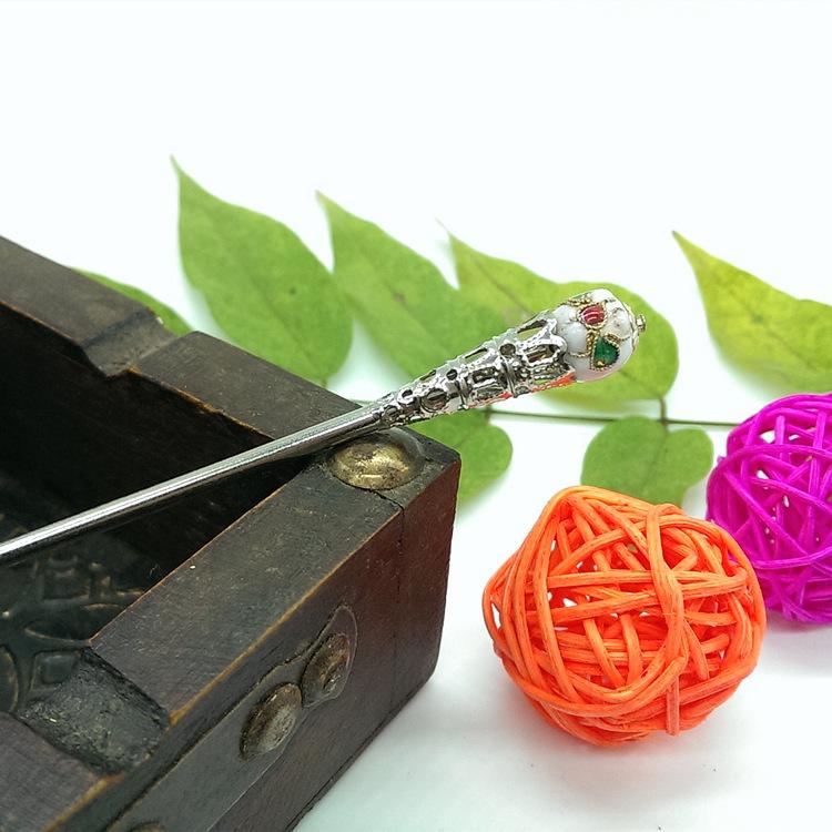 

Cloisonne classical hairpin retro single bead hairpin hair accessories versatile simple disc hair cheongsam hairpin headgear women