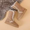 Women's Brown Furry Non-Slip Thick-Soled Ankle Snow Boots