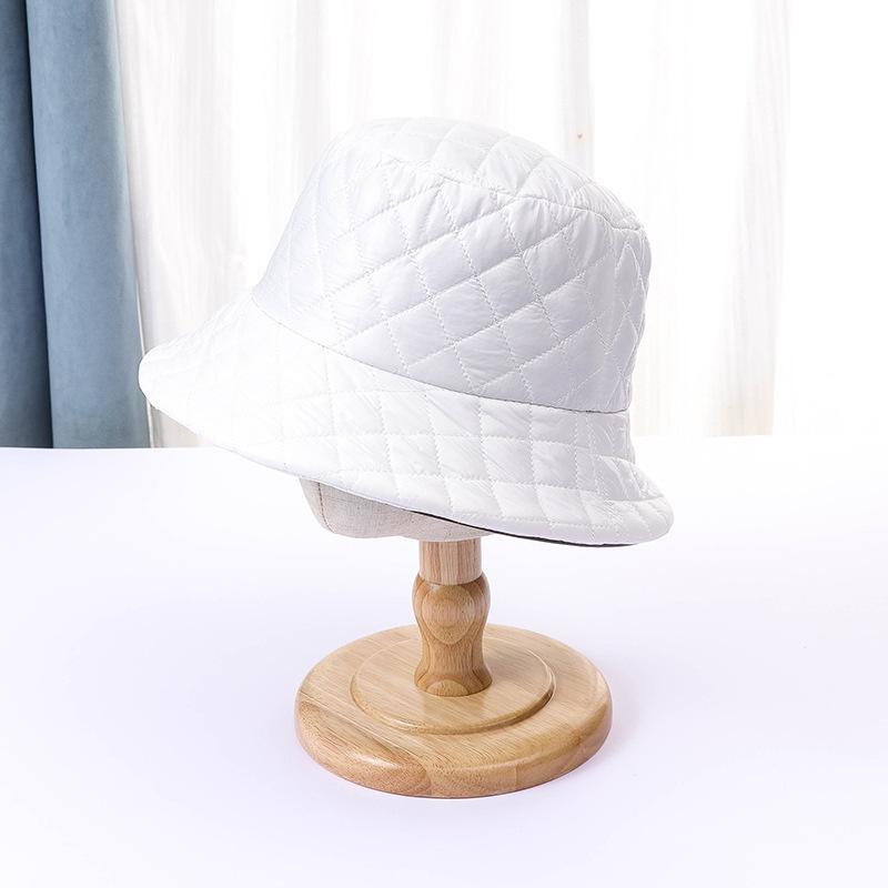 Hat women's new winter bucket hat down cotton versatile show small face thickened breathable warm basin hat men