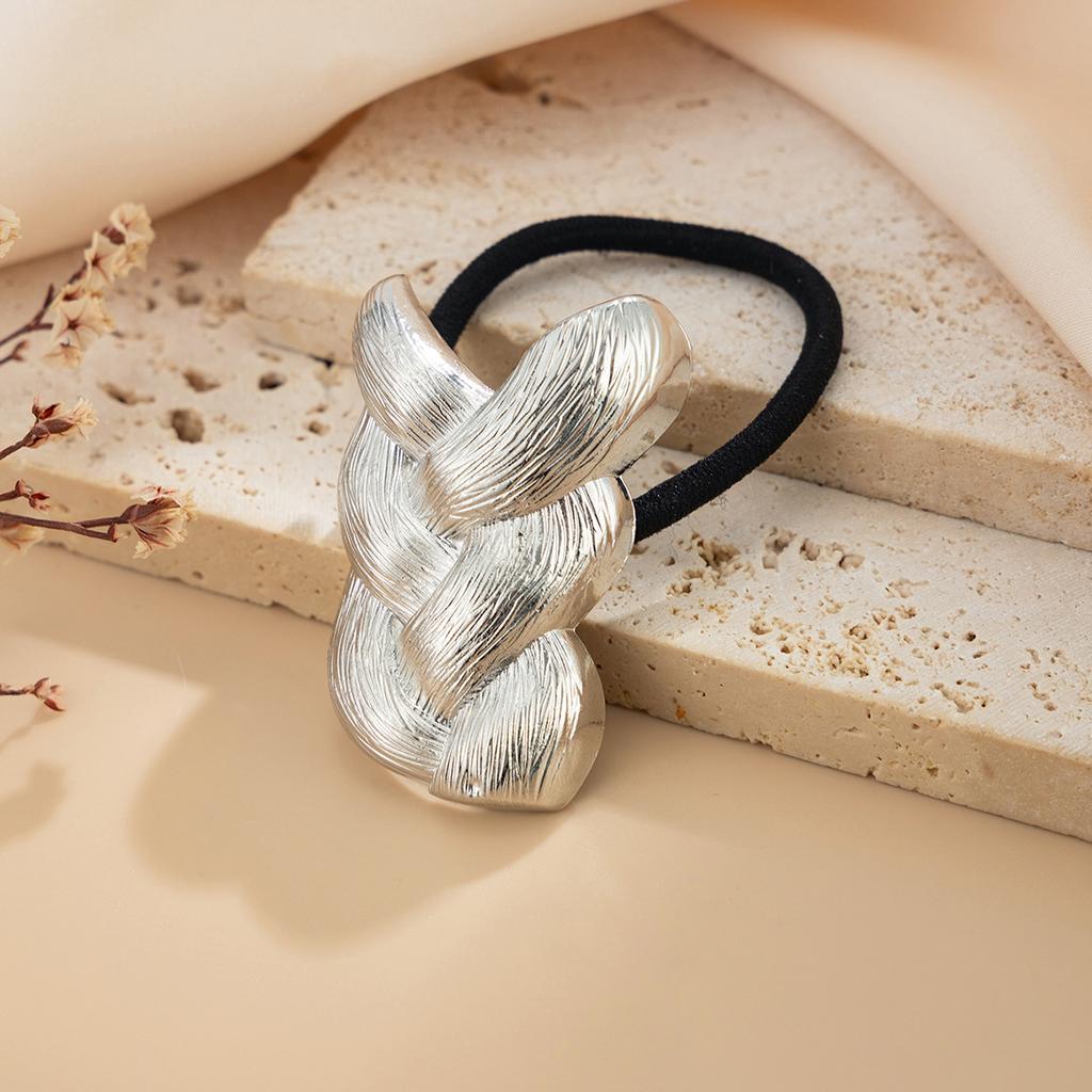Punk Metal Zopf-förmiges Elastisches Haarband Damen Mädchen Einzigartiges Design Pferdeschwanz Haargummi Gummiband Scrunchies Y2K Haarschmuck