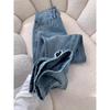 Plus Size Velvet Lined High Waist Wide Leg Denim Pants for Women