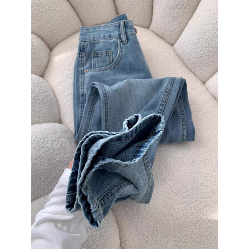 Plus Size Velvet Lined High Waist Wide Leg Denim Pants for Women