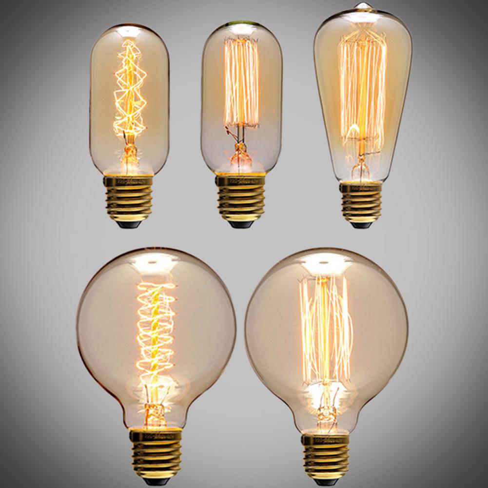 Light Bulbs 40W 2700K Warm White Lighting Amber Glass Retro Light Bulbs For E27 Screw Base Vintage Filament Light Bulb