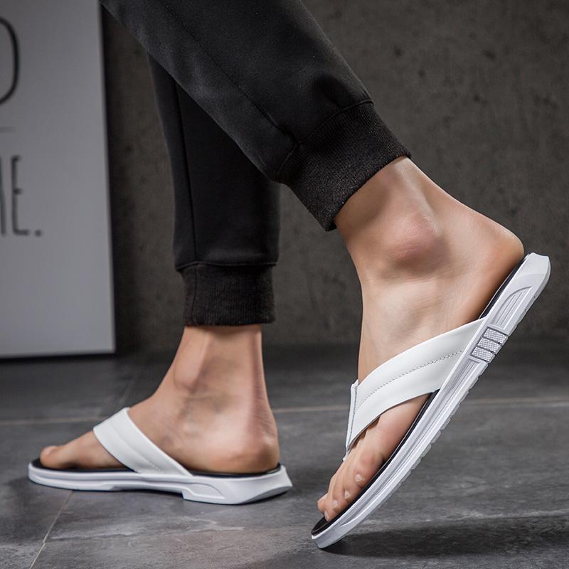 MódaPánské Pantofle z Pravé Kůže Léto Novinka Pánské Žabky Módní Špička Prstů Vysoká Kvalita Pánská Plážová Obuv Venkovní Obuv