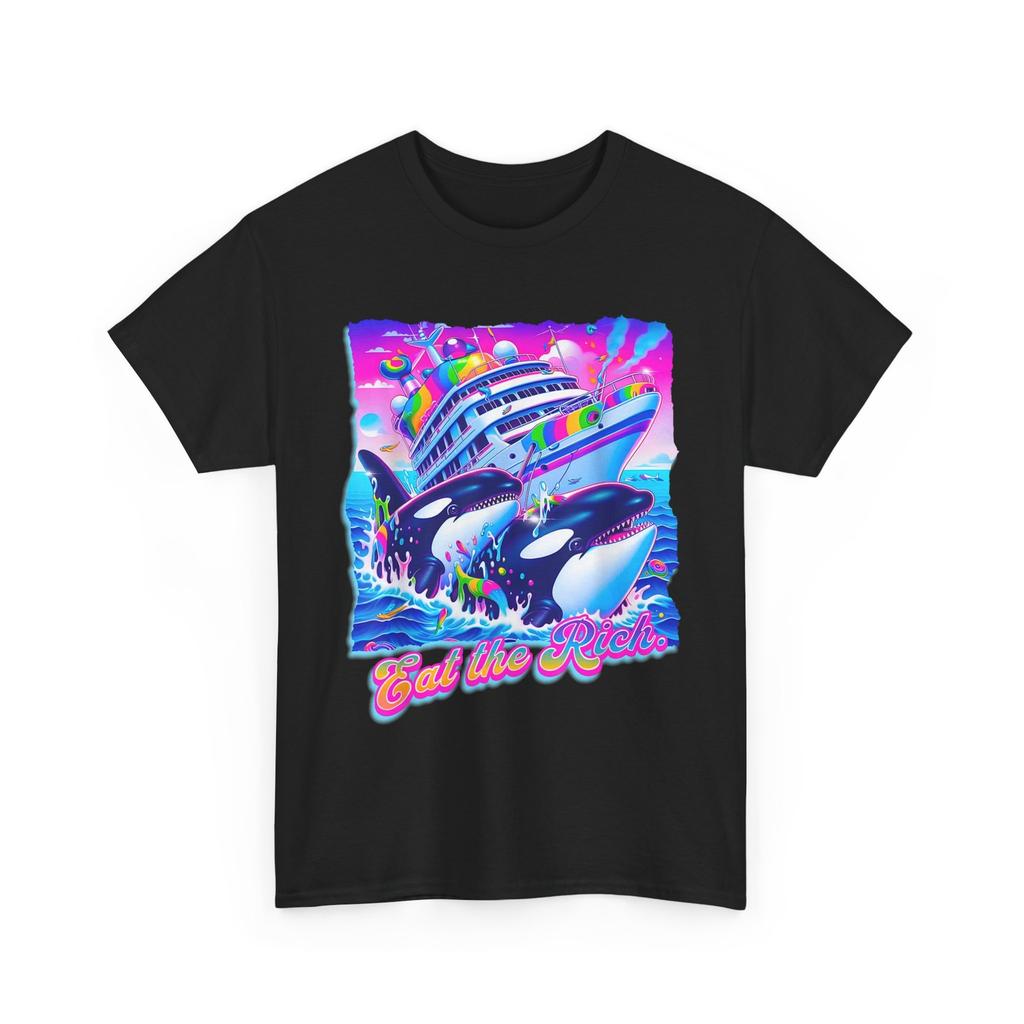 Eat the Rich Whale 90s Orca Funny Whale Animal Yacht Retro T-shirt