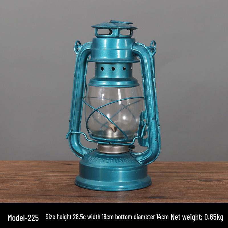 Vintage Wrought Iron Kerosene Hurricane Lamp - Nostalgic Camping Decor & Photography Prop