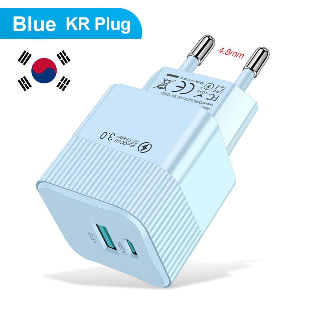 2 Ports PD 25W USB C Fast Charger KR EU US Mini Travel Plug Phone Fast Charging Adapter for iPhone 15 Pro Max Oneplus