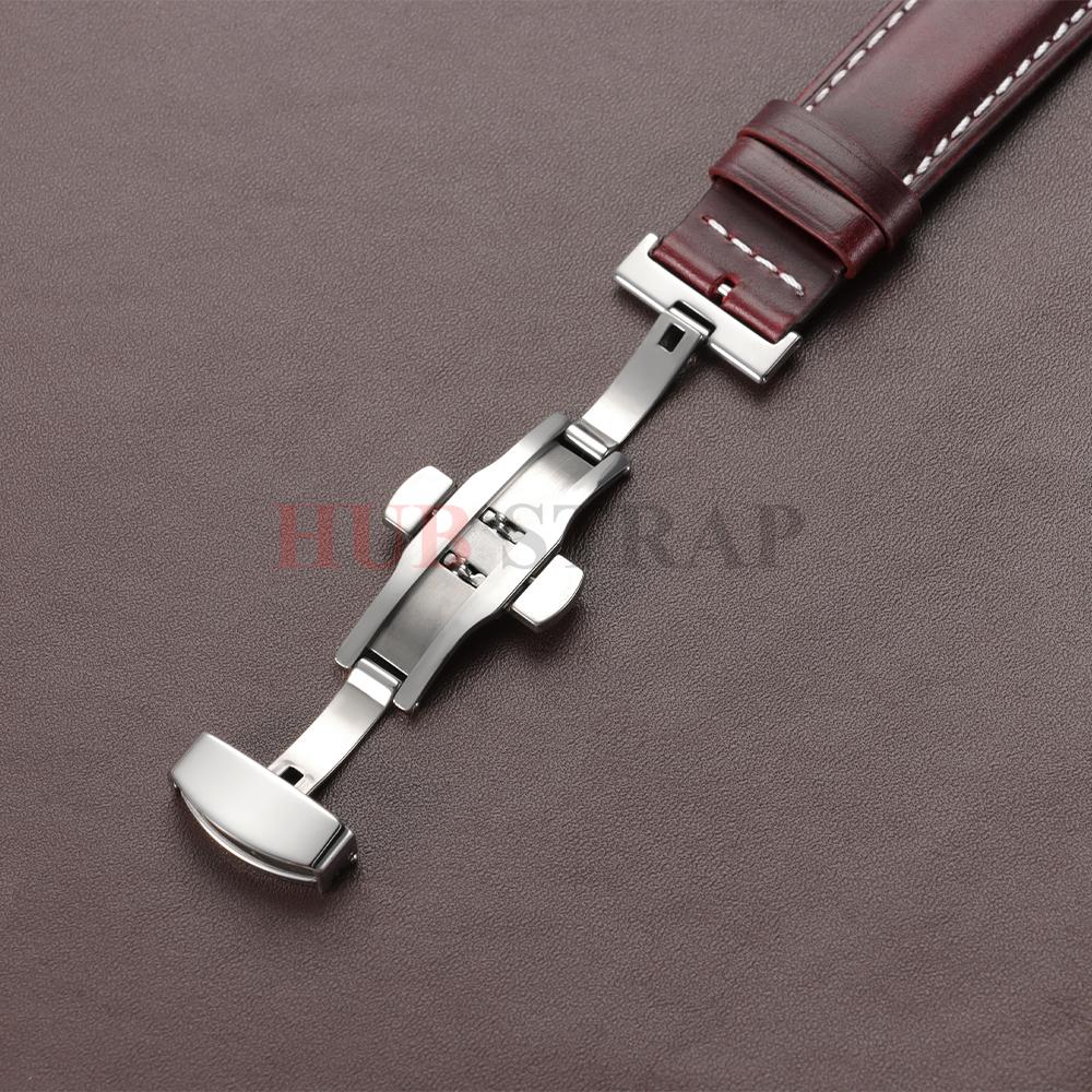 18mm 20mm 22mm Business Watch Band for Seiko Genuine Calfskin Leather Soft Watchband for Omega Butterfly Buckle Stitching Strap