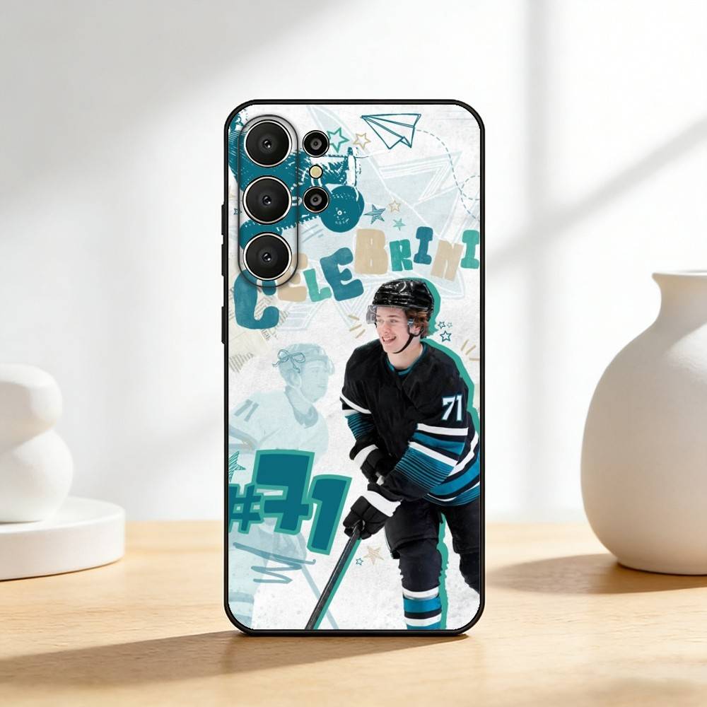 COOL M-Macklin Celebrini Phone Case For Samsung S26,S25,24,23,22,30,21,10,9,Ultra,Plus,Lite,FE Soft Black Case
