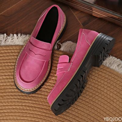 Nouvelles Chaussures Décontractées pour Femmes Grandes Tailles Printemps Automne à Talon Épais Rétro Simples Confortables Antidérapantes Résistantes à l'Usure Chaussures pour Femmes