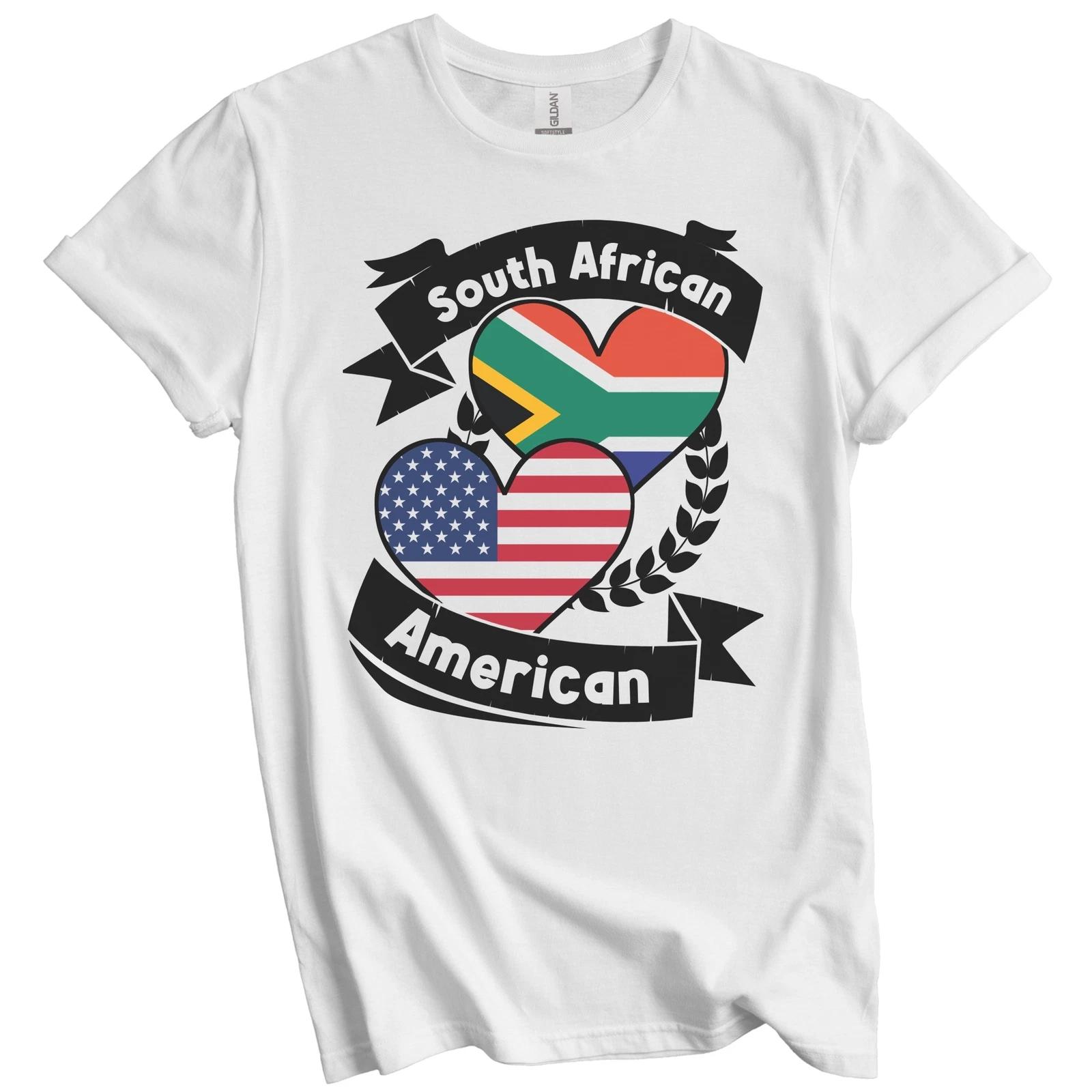South African American Hearts USA Flag South Africa Flag T-Shirt S