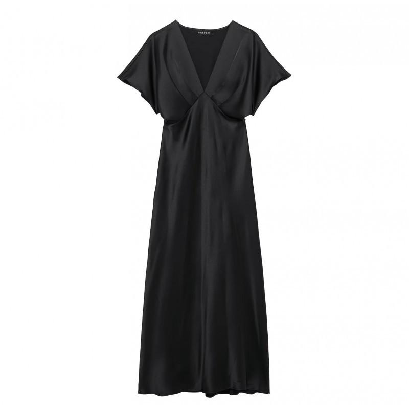 European American Women s Clothing Summer Temperament Silk Satin Waist Long Dress S
