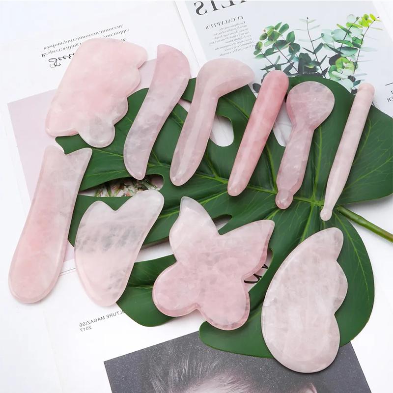 Rose Quartz Gua Sha Board Natural Jade Gouache Scraper Massager Facial Lifting SPA Acupuncture Skin Care Anti-Aging Beauty Tool
