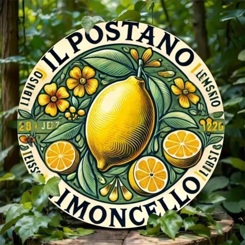 

Vintage Italian Lemon Round Metal Poster Wall Decor