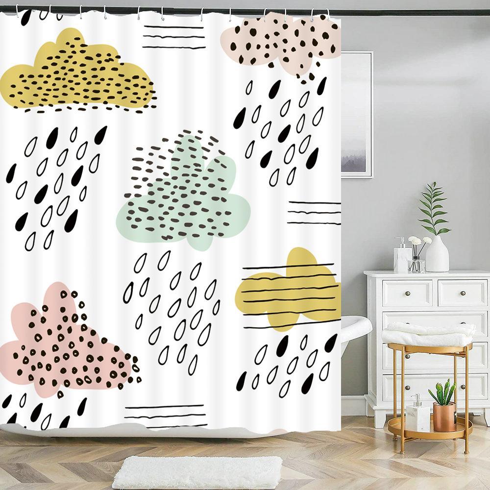 Cat Printed Shower Curtain Cartoon Animal Bath Curtains Bathroom For Bathtub Bathing Cover Shower Curtains with 12 Pcs Hooks