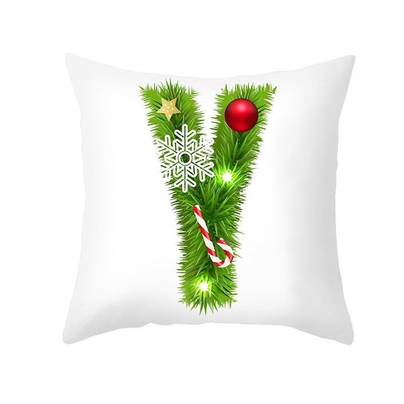 Christmas Pillow Cover Cartoon Green Letter Series Office Pillow Cover Printed Cushion Cover Cross-border