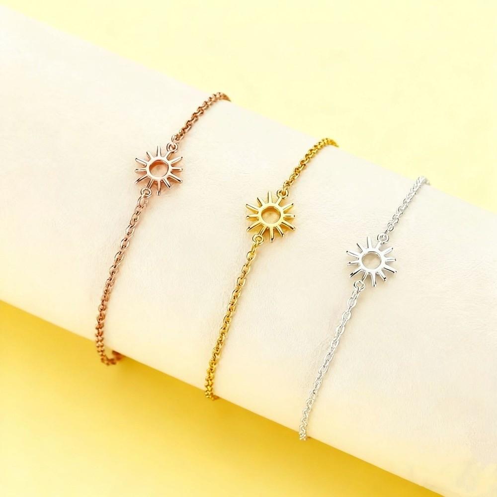 Gold Color Stainless Steel Hand Chain Adjustable Chain Sun Anklet New Trendy Jewelry for Women Men