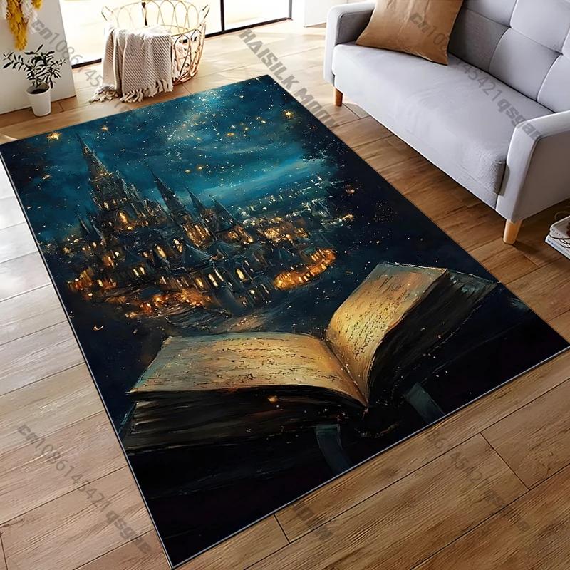 1PC Magic Book Castle Carpet for Living Room Game Rugs Soft Floor Cartoon Rugs Bathroom Rug Mat Home Decor Rugs for Bedroom
