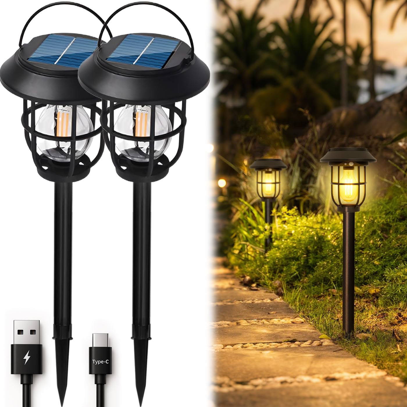 

GIFTON Solar Charging Motion Automatic Nighttime Installation or Ground Solar for Parking and Outdoor Light Light, USB-C Compatible, Sensor, Lighting,