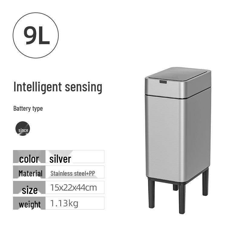 Large Capacity High-Legged Smart Sensor Trash Can with Lid for Kitchen, Bathroom, and Office