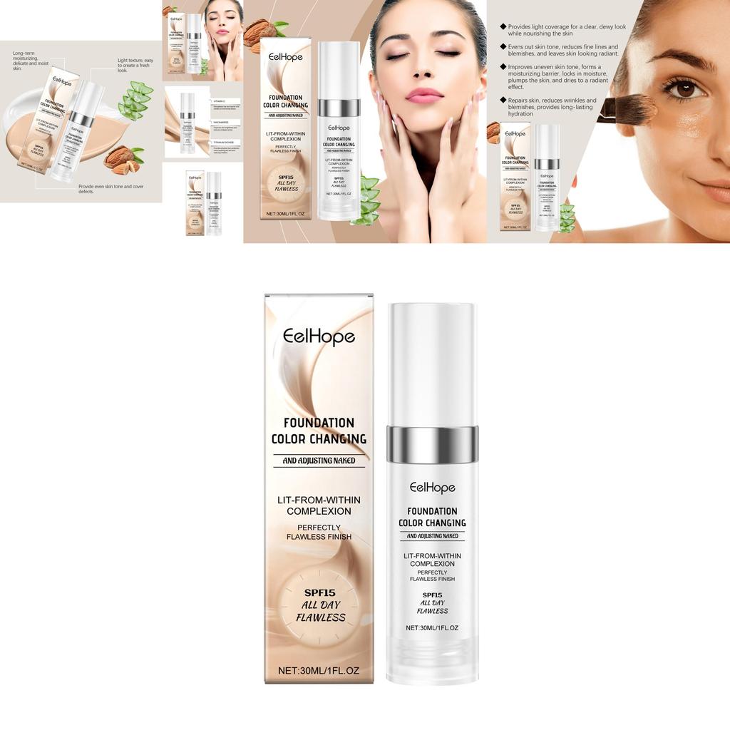 Eelhope Temperaturwechselnde Concealer Foundation Leicht Feuchtigkeitsspendend 30ml Für Alle Hauttypen