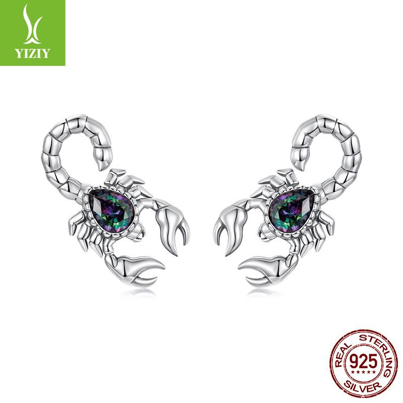 Retro Scorpion S925 Sterling Silver Stud Earrings Cross-Border Foreign Trade Explosion Men'S And Women'S Light Luxury Niche Earrings