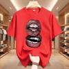 Punk Print Damen Herren T-Shirt Trendige Streetwear Reine Baumwolle Rundhals Oberteil Damen Y2K Lockeres T-Shirt