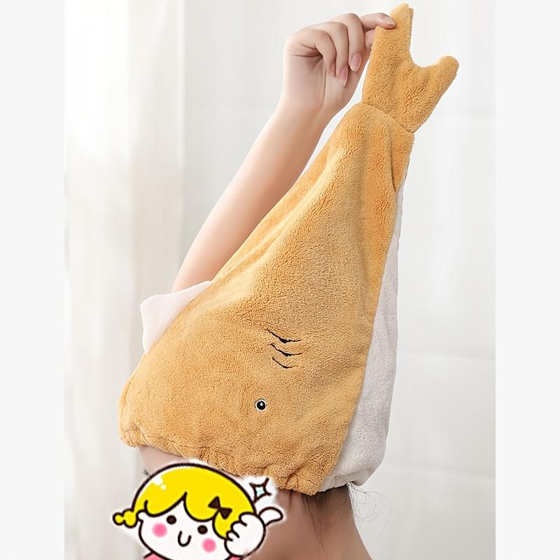 2 peças Touca de Secagem de Cabelo de Lã de Coral Ultramacia com Design de Peixe, Envoltório de Toalha Absorvente de Secagem Rápida, Presente Bonito para Uso Doméstico Mistura de Poliéster, Lavável à Máquina