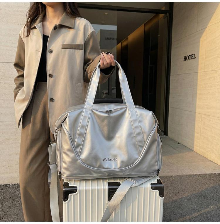 Large-Capacity Travel Bag Women Dry-Wet Separati Outdoor Yoga Fitness Bag Lightweight Short-Trip Expandable Luggage Bag