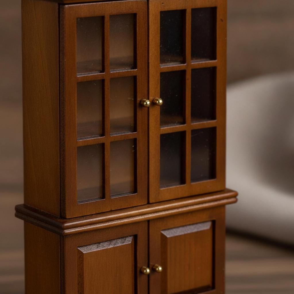 Miniature Furniture Detailed 1:12 Scale Wooden Dollhouse Display Cabinet Decorative for Pretend Play