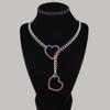 Long Cuban Link Necklace Stainless Steel O-ring Clavicle Chain Heart-shaped Necklace  Party Wear
