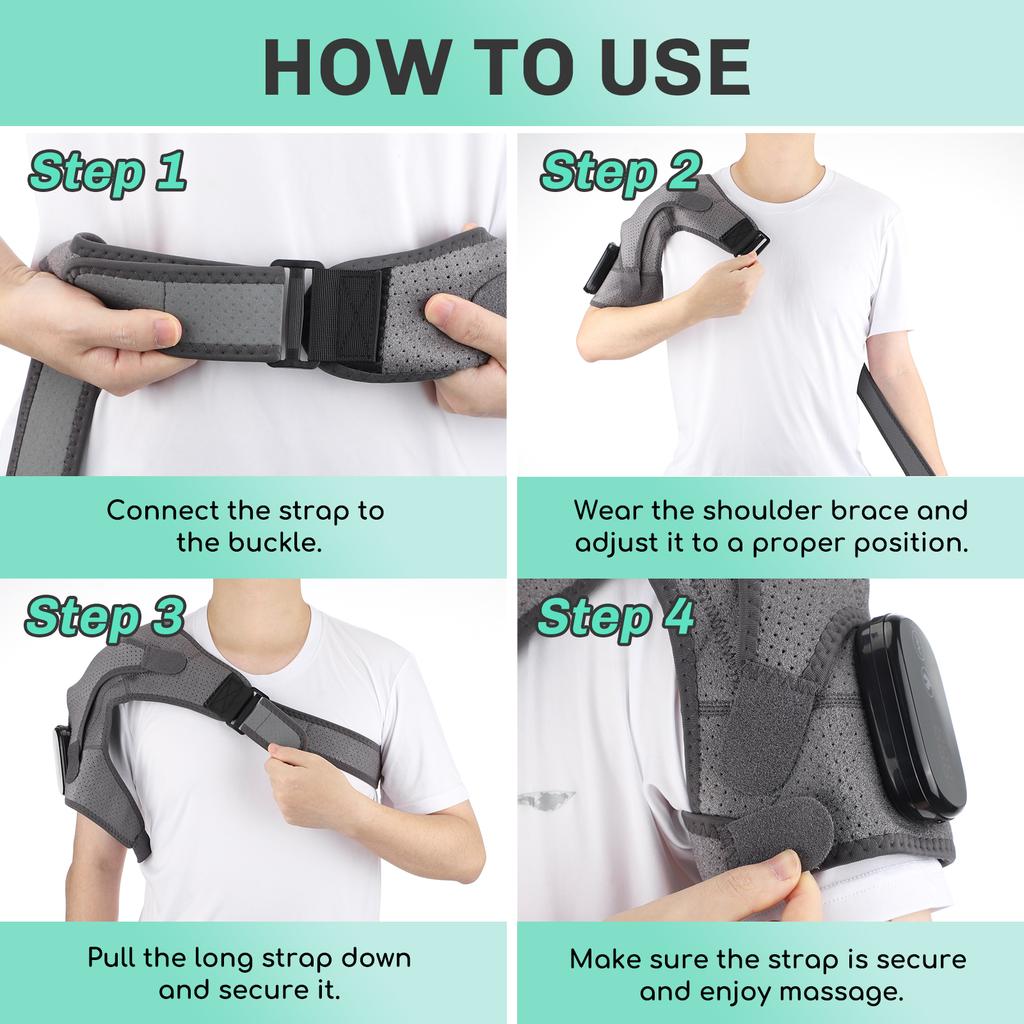 Adjustable Heating Vibration Shoulder Brace Support, Electric Heating Pad For Shoulder, Left And Right Shoulder Massager Warming