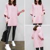 Neck Round Women Long Sleeve Solid Patchwork Hoodie Loose Sweatshirt Pocket