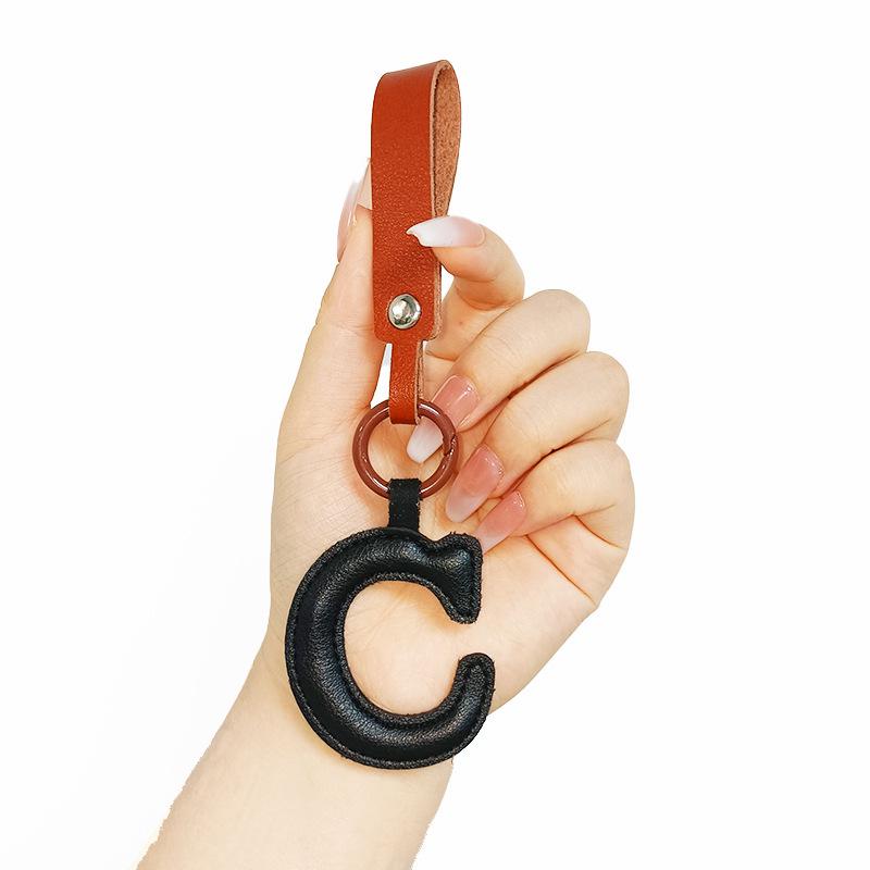 Customizable Leather Letter Keychain Pendant for Girls and Couples