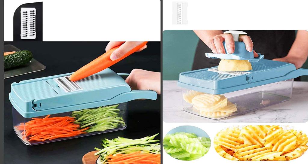 MENDENG Julienne Dünnes Kochwerkzeug Gemüseschneider Schneider, Set, Schneider, Set, Schneider, 7-in-1 Multifunktion (Hellblau)