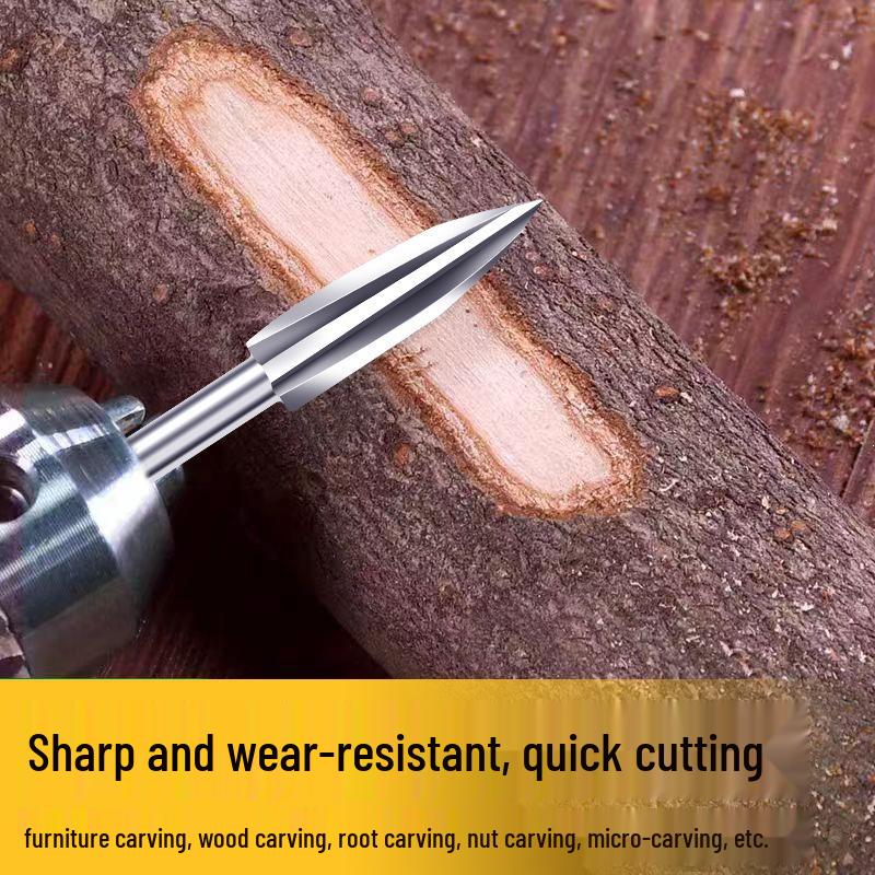 Electric Three-Edged Wood Carving Knife with Milling Cutter and Drill Bit for Polishing and Trimming