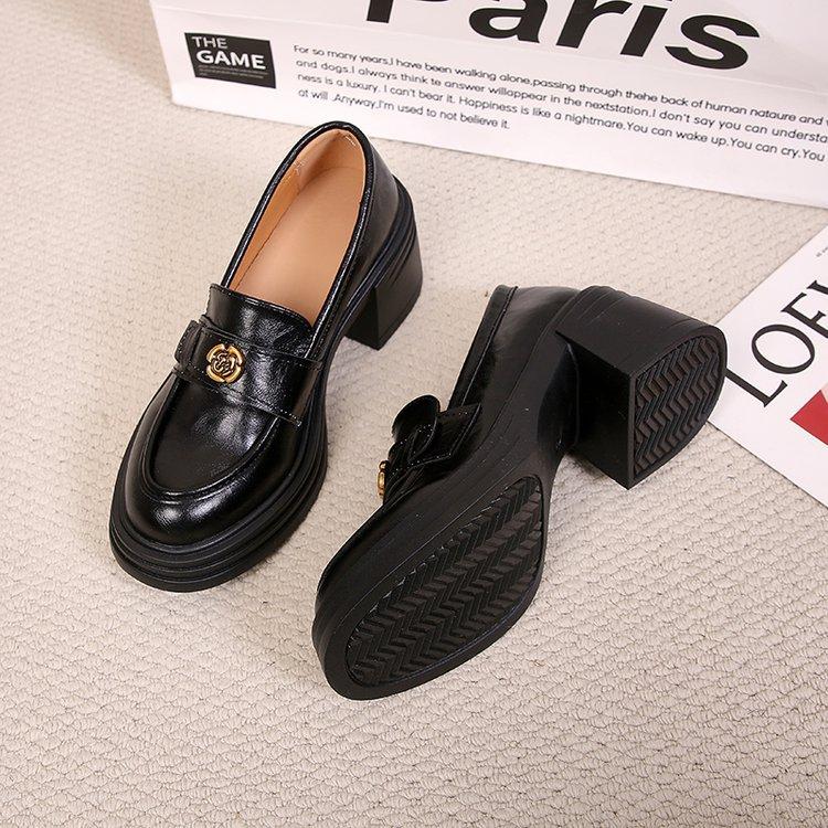 

[youshilai] thick-soled single shoes for women 2025 spring new loafers versatile one-pedal small leather shoes for women 35