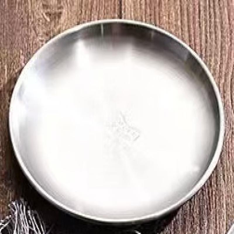 ZISIZ Korean 304 Stainless Steel Round Shallow Serving Tray