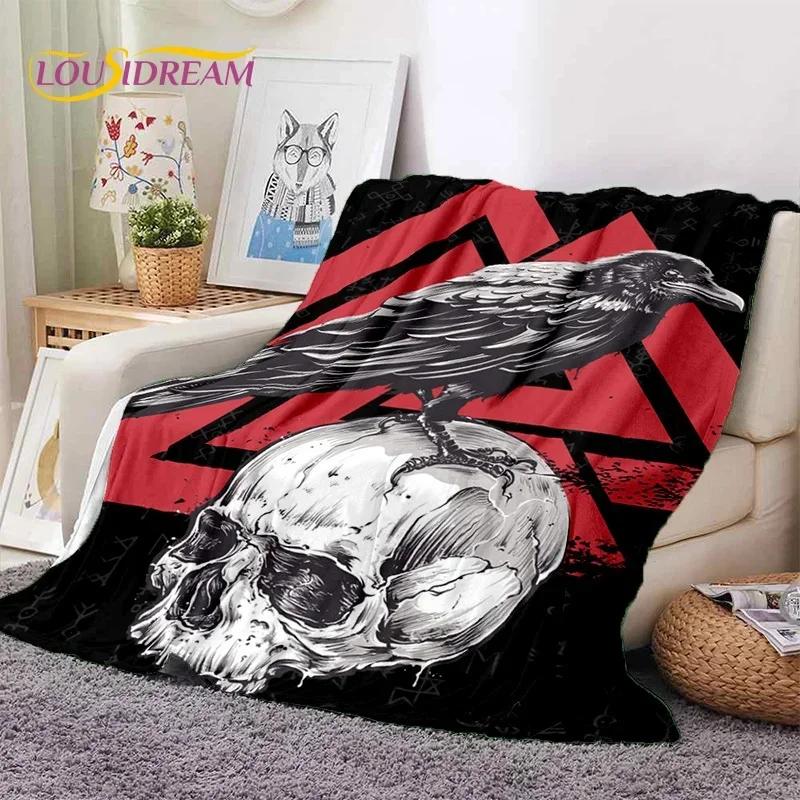 Nordic Viking Odin Valhalla Valknut Soft Flannel Blanket for Beds Bedroom Sofa Picnic,Throw Blanket for Outdoor Leisure Nap Gift