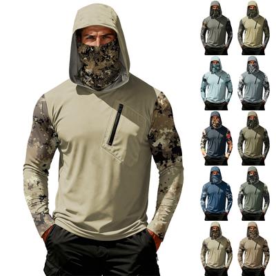 Camiseta Casual con Capucha de Manga Larga para Hombre con Protección Solar
