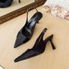 Pointed silver high heels women's stiletto 2025 new summer large size bag head sandals French temperament empty single shoes