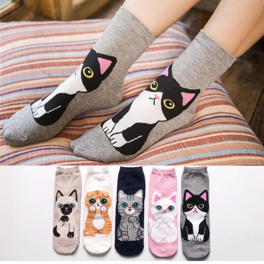 Cartoon Cotton Short Socks Package Novelty Liner Socks for Women 5-pack