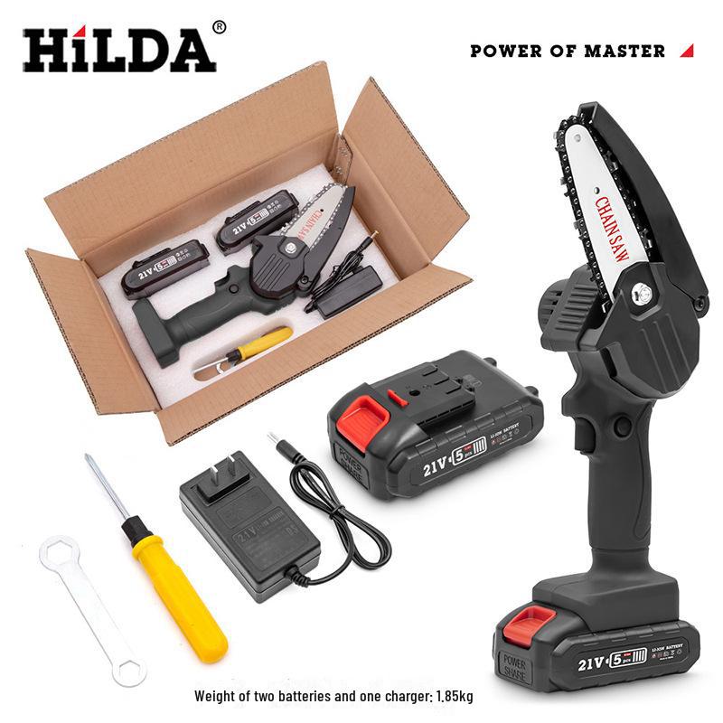 HiLDA Cordless Mini Electric Chainsaw, Rechargeable One-Handed Woodworking and Garden Saw