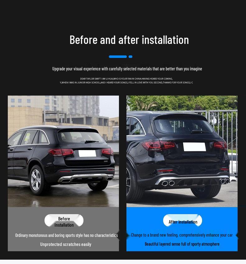 Compatible Rear Lip Tailpipe Dual Exhaust for 15-22 Mercedes-Benz GLC AMG GLC43/63